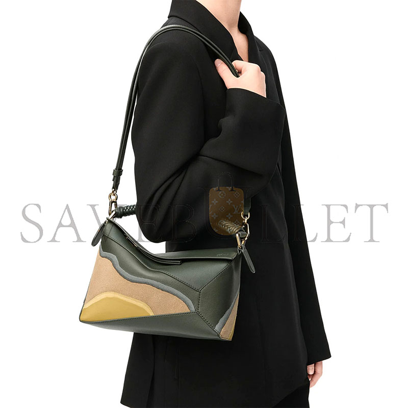 LOEWE SMALL PUZZLE EDGE LANDSCAPE BAG IN NAPPA CALFSKIN A510P60XB0-5686 (24*16.5*10.5cm)